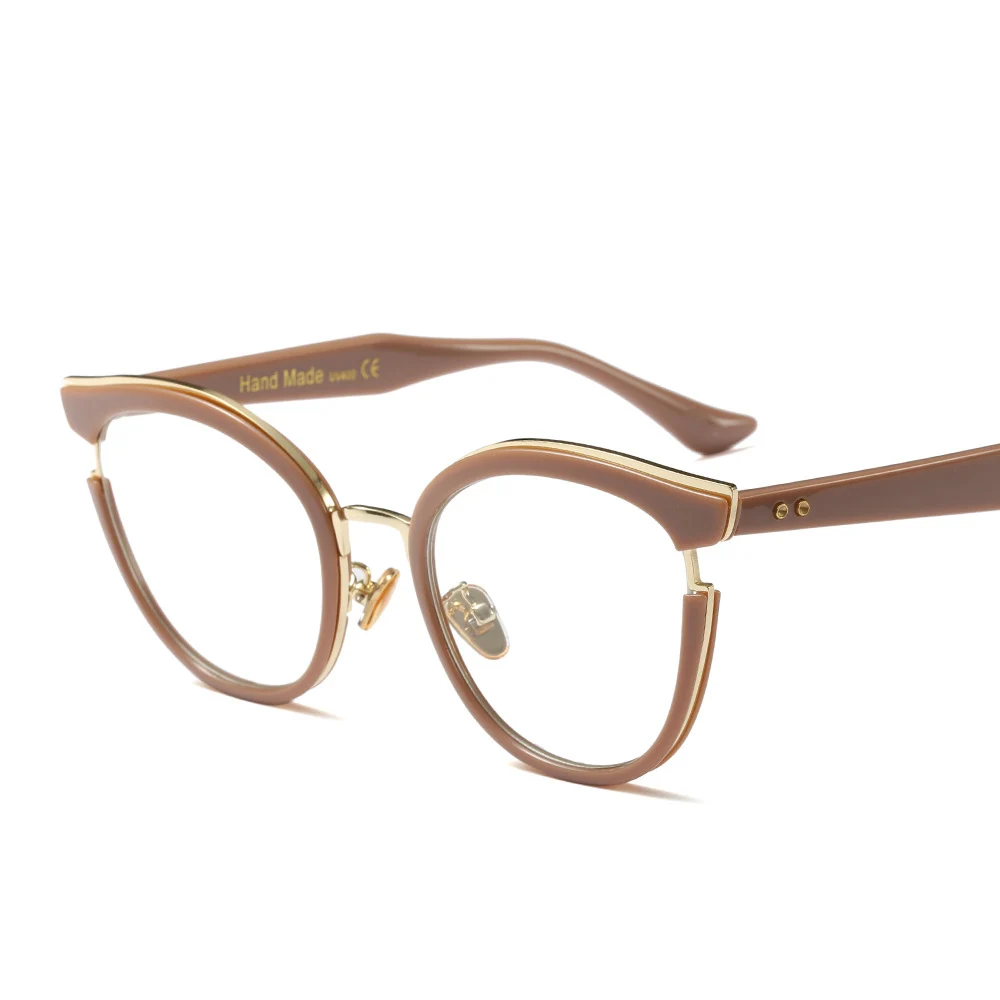 C4 Brown Clear Новейшие очки кошачий глаз оправы винтажные очки для компьютера рамка для женщин и мужчин поддельные обычные очки модные очки для знаменитостей - Цвет оправы: C4 Brown Clear