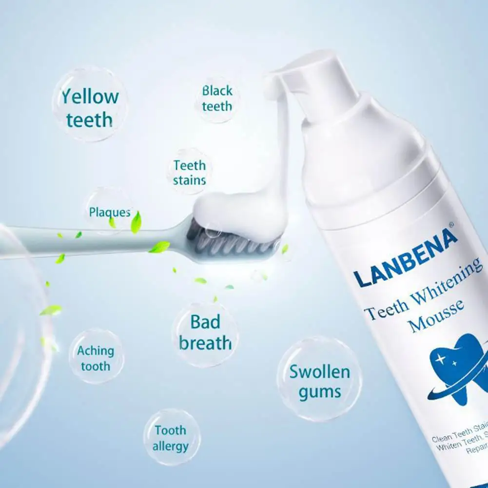 LANBENA Teeth Whitening Mousse Tooth Cleaning White Oral Hygiene Toothpaste Bleaching Remove Stains Dental Tool | Красота и здоровье