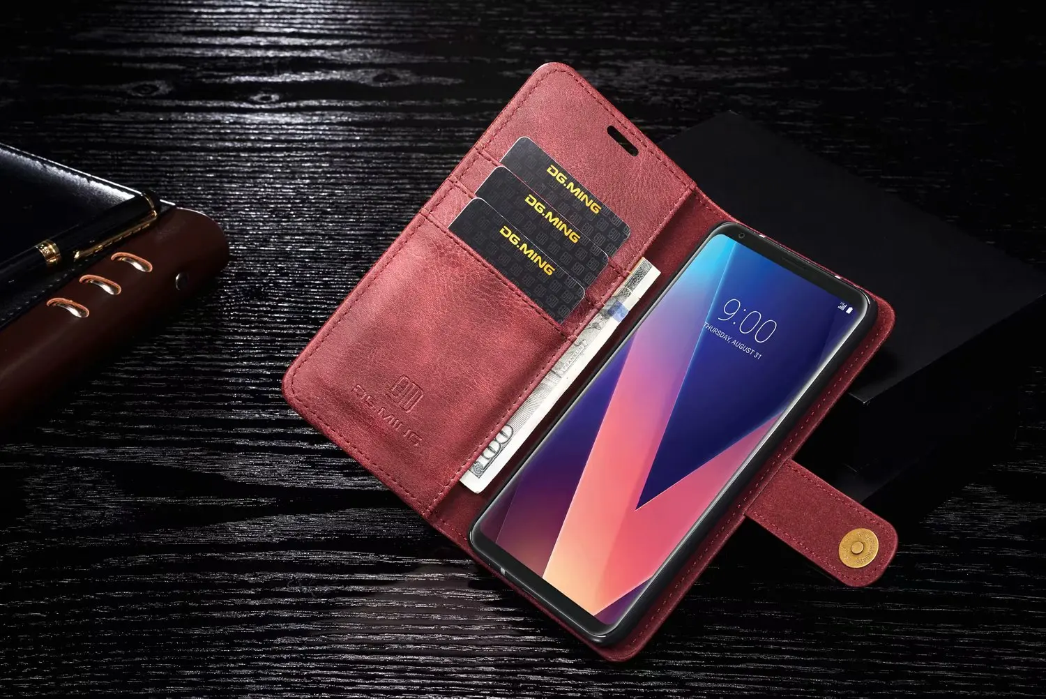 Чехол DG. MING из воловьей кожи в стиле ретро для LG V20 G6 V30 V30 plus, чехол для телефона s, съемный откидной Чехол-кошелек для LG G7 ThinQ