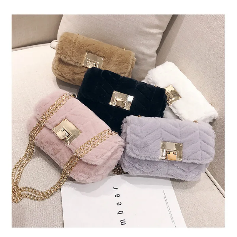 Женская меховая сумка новинка зимы 2019 роскошная дизайнерская на плечо с цепочкой
