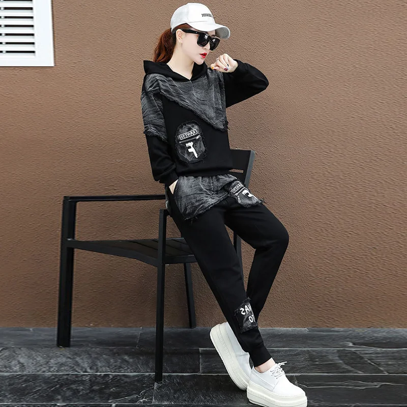 Женский комплект из 2 предметов модельный костюм с толстовкой и брюками-джоггеры