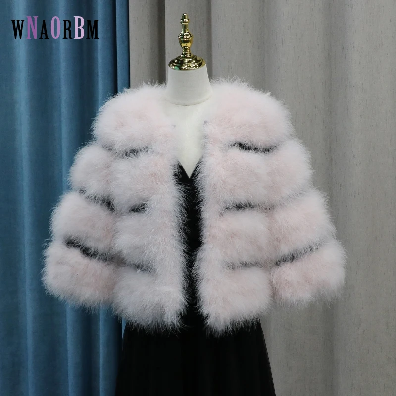 Turkey fur women's fur coat short leather design with cotton lining for warmth, hand sewing can be customized