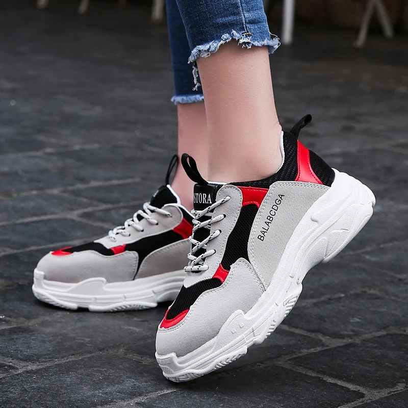 

2019 New Stylish Woman Running Shoes Increasing Sneakers Height Outdoor Comfortable Breathable Sports Walking Girls