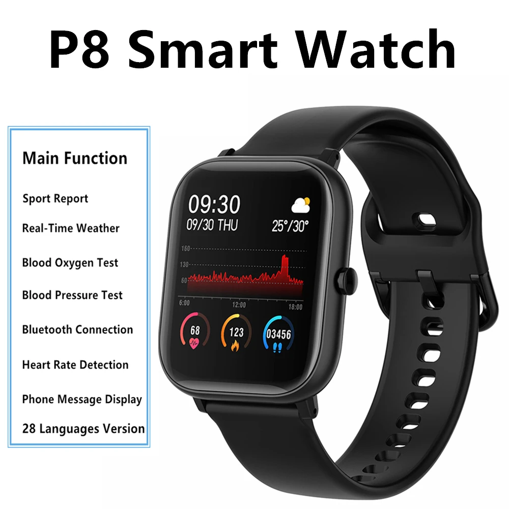 

P8 Smart Watch 2020 men Smartwatch sport Watches women whatch health monitor connected wrist band Smartwach fitness tracker