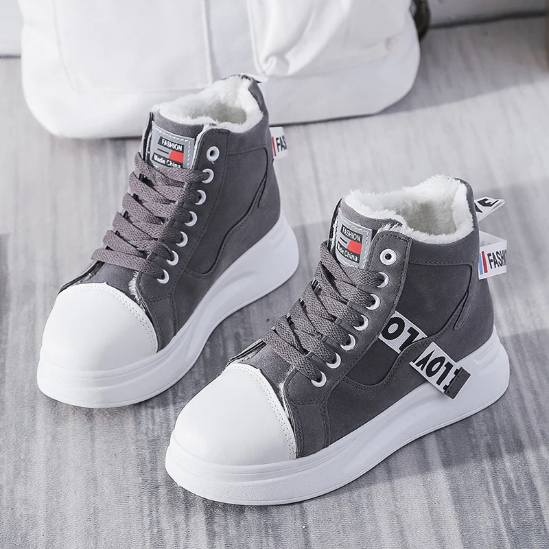 

Fashion Outdoor Woman Sneakers High Top Casual Shoes Plus Velvet Warm Women Breathable Non-Slip Leisure Add Cotton Shoe