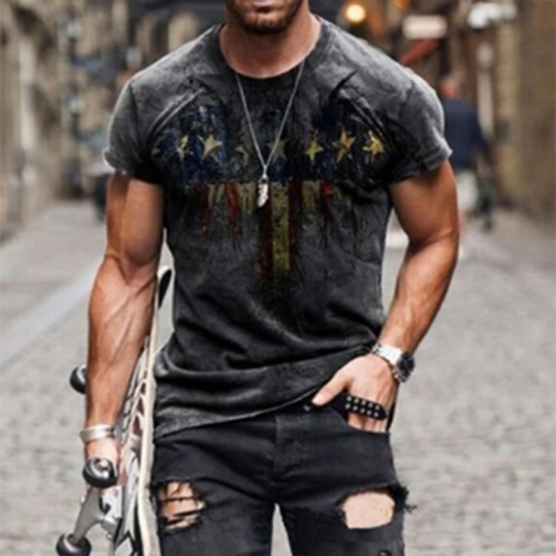 

fashion men's t-shirts retro style t shirt for men High street cool Tshirts with short sleeves oversize new pattern gt shirt men