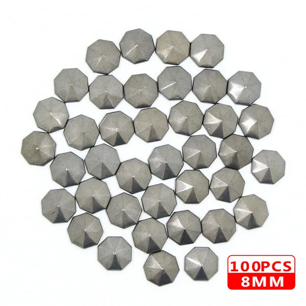 8MM Octagon Black 100 шт Горячая фиксация шпильки медь звезда квадратный череп стразы железные заклепки для одежды металлические заклепки DIY панк аксессуары для одежды - Цвет: 8MM Octagon Black