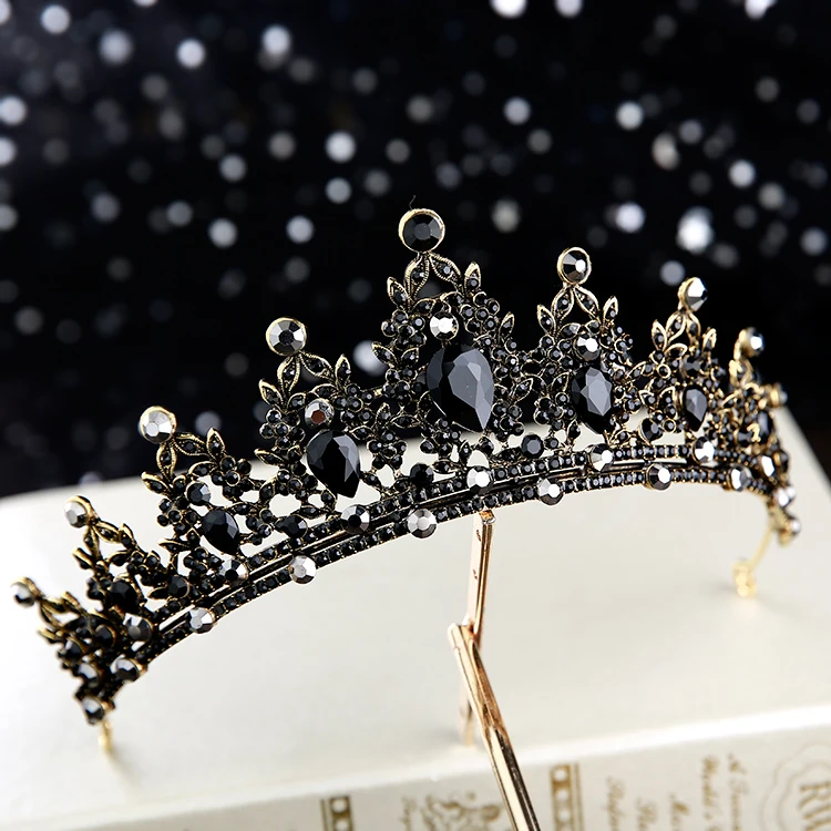 

Baroque black tiara bridal hair wear birthday princess tiara style wedding hair accessories