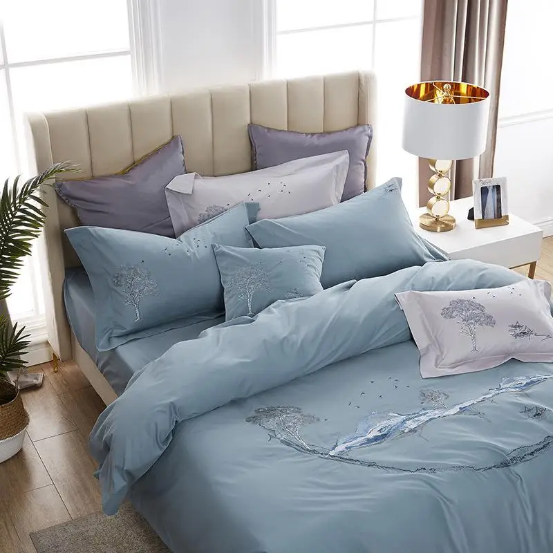 100 хлопок постельное белье Роскошные шелковые королева пододеяльник покрывала и