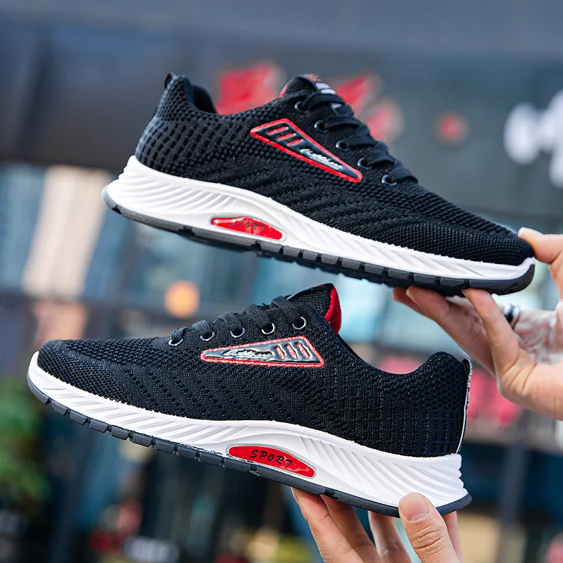 

Новинка Весна 2021, Модная легкая плетеная дышащая удобная сетчатая обувь, повседневная спортивная обувь, мужская обувь для бега в Корейском ...