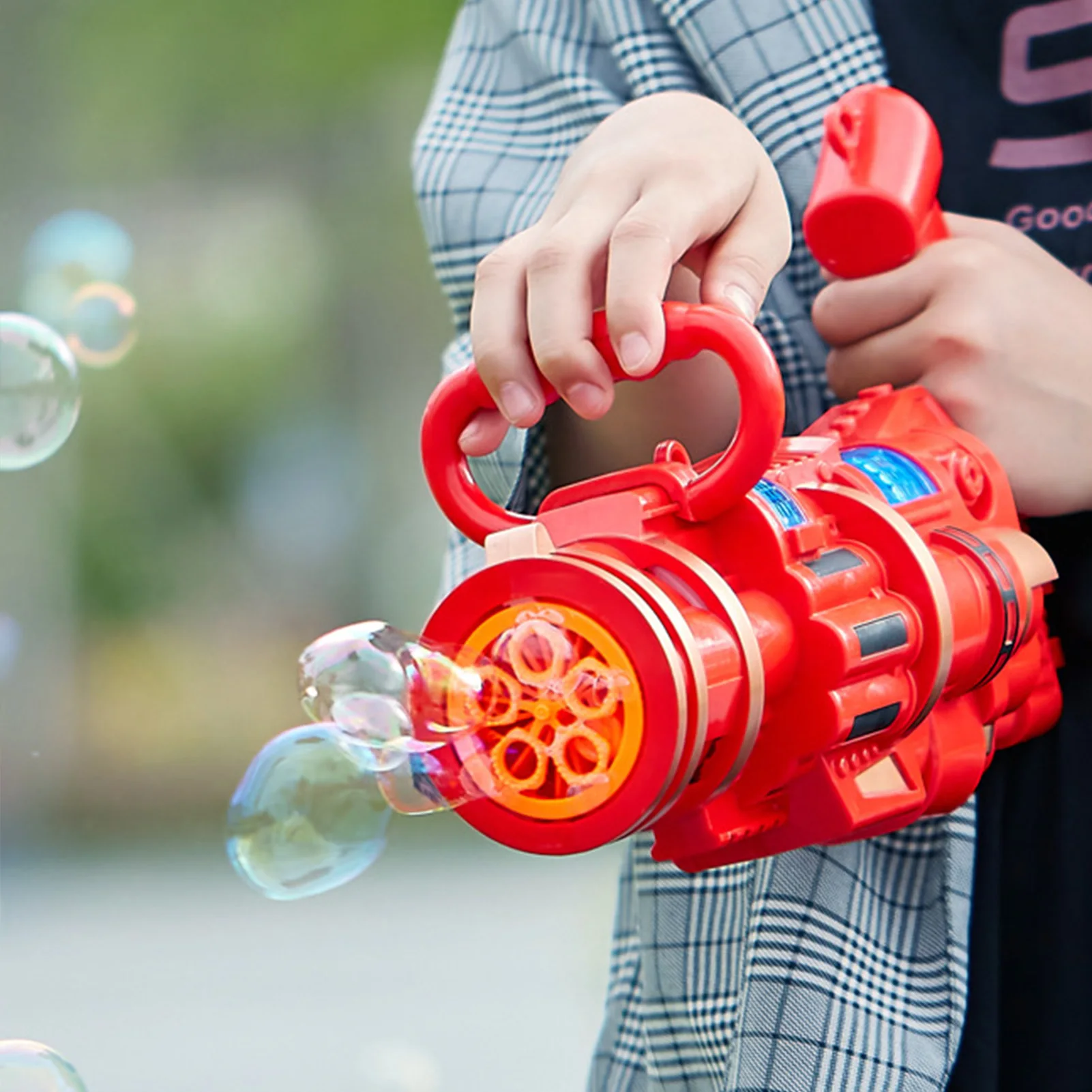 

New Automatic Gatling Bubble Gun Toys Electric Sound And Light Bubble Blower Maker Kid Gatling Bubble Machine Summer lovable