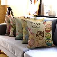 cute rabbit chicken photo pillow case linen bear owl animals cushion cover print throw pillowcases for happy easter decorations