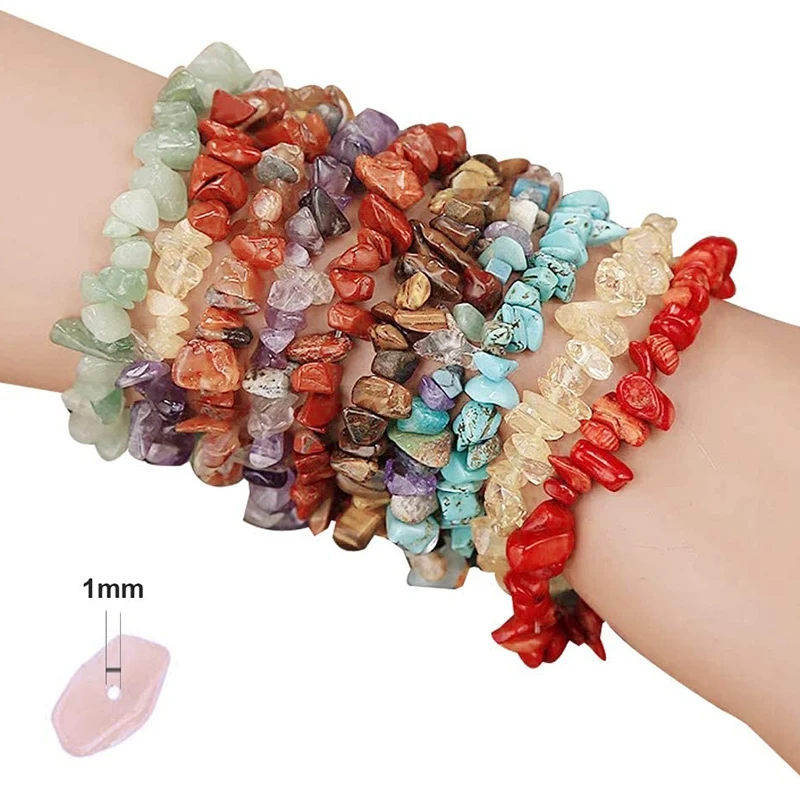 

1323Pcs Irregular Gemstone Beads Kit with Spacer Beads Lobster Clasps Elastic Jump Rings for DIY Jewelry Making Supplies