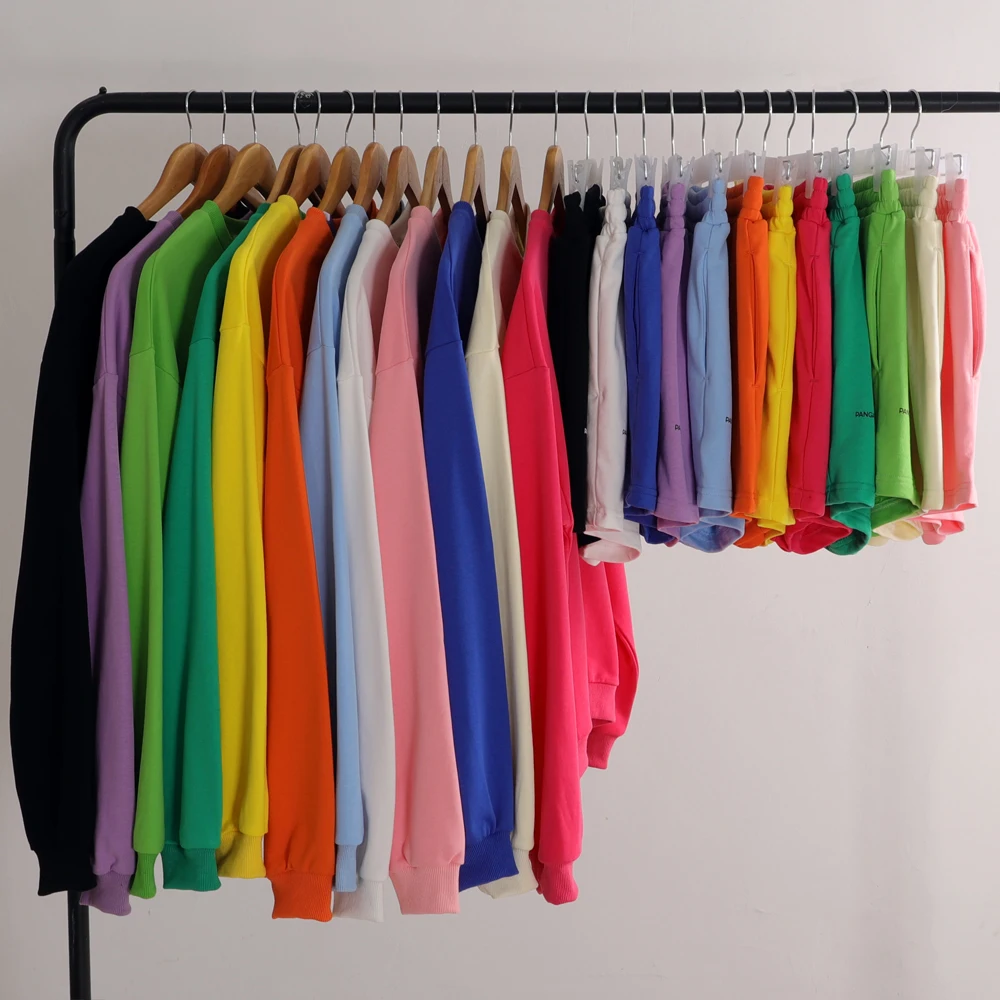 

Solid Round Neck Pullovers Sweatshirts and Short Two Pieces Sets Women Spring Suits Clothing