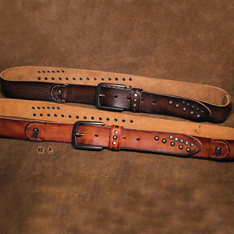 Модная стильная обувь на заклепках в стиле ретро из натуральной кожи ремни