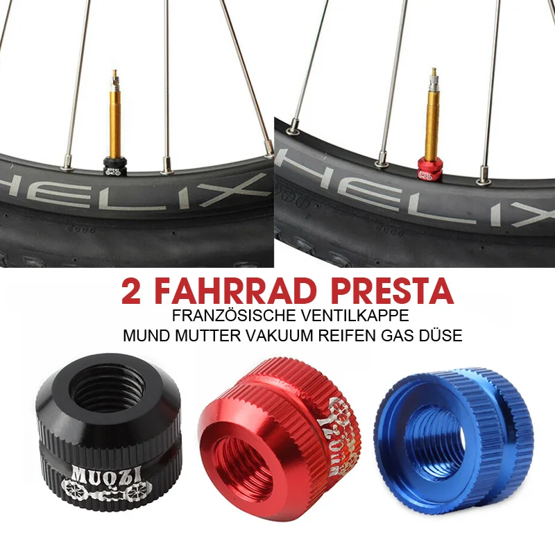 

2 bicycle presta french valve cap mouth nut vacuum tire gas nozzle