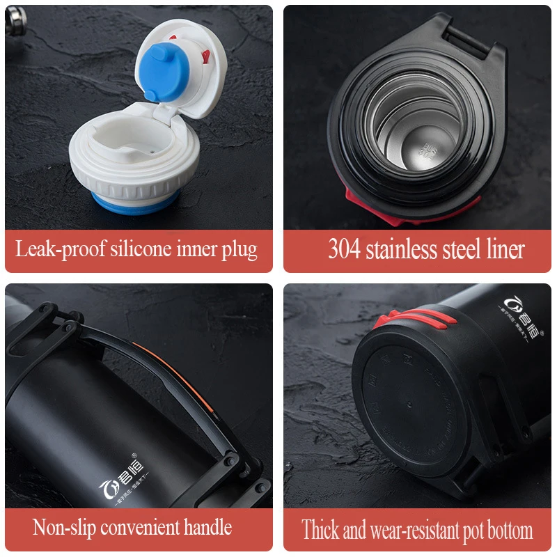 

1000Ml/1200Ml Large-Capacity Vacuum Insulation Pot 304 Stainless Steel Insulation Cup Outdoor Car Travel Pot