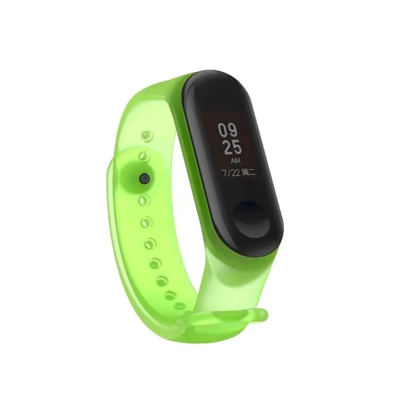 Ремешок для Mi Band 3/4 transparent silicone loop зеленый | Электроника