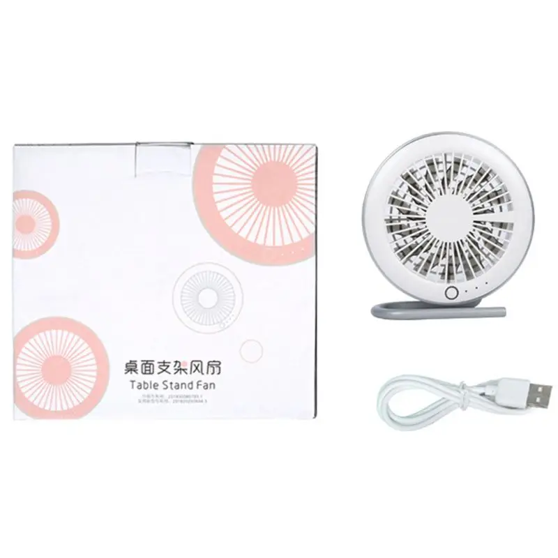 

M5TE Table Tiny Round Fan Quiet Operation Adjustable Tilt 360 Degree Rotating USB Rechargeable Household Appliances