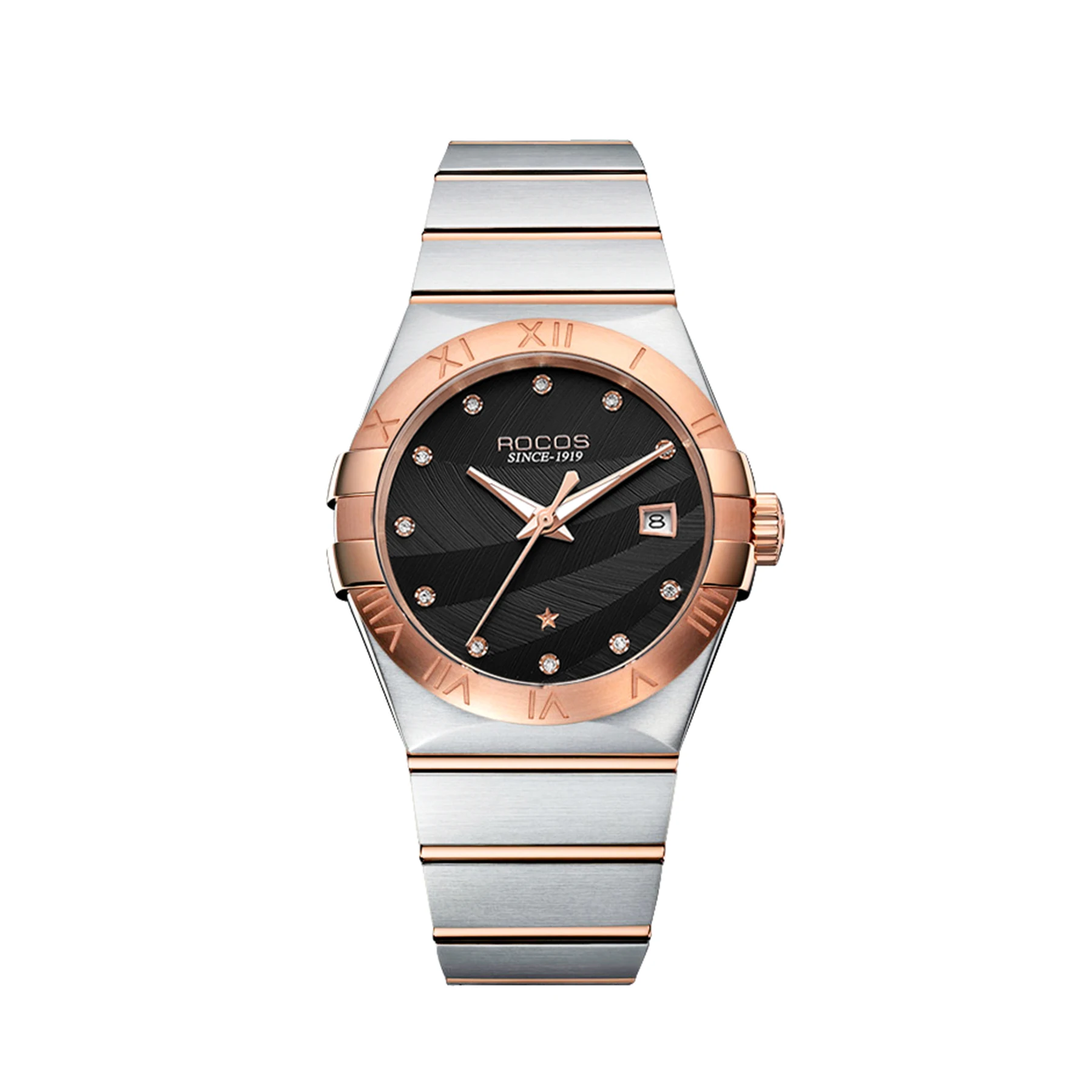 Часы мужские механические водонепроницаемые с автоподзаводом со стальным