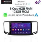 Автомобильный радиоприемник CarPlay DSP Android 10 с камерой 360, 6 ГБ + 128 Гб для VW Volkswagen Sharan 2012-2019, 4G LTE, мультимедийный плеер, GPS, RDS, стерео