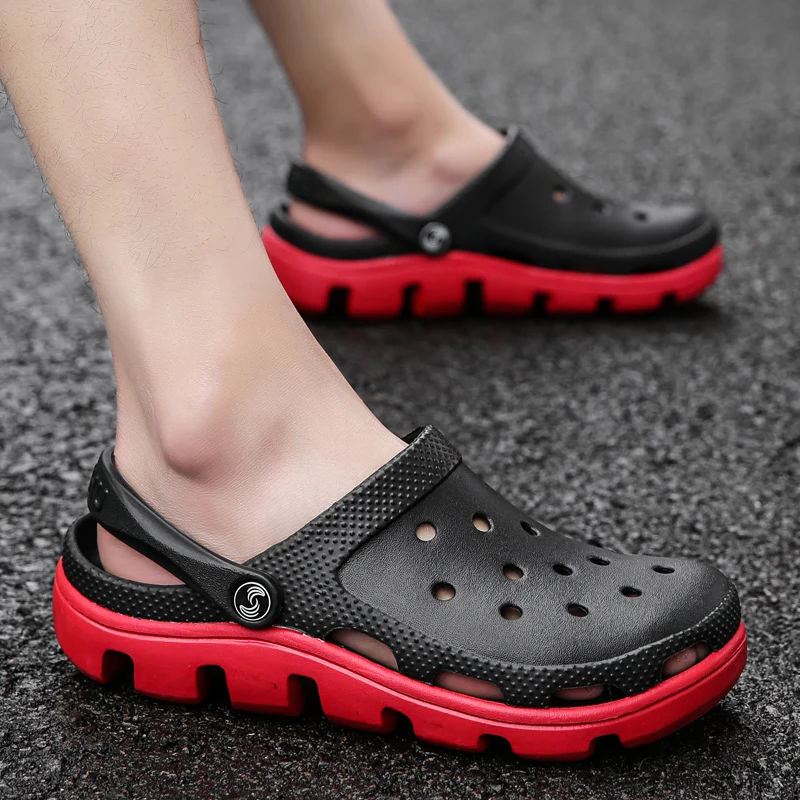 

YEINSHAARS Brand Big Size 35-49 Croc Men Black Garden Casual Aqua Clogs Hot Male Band Sandals Summer Slides Beach Swimming Shoes