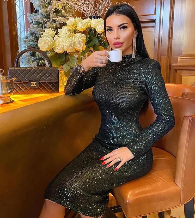 2020 женские сексуальные дизайнерские шикарные вечерние платья с длинным рукавом