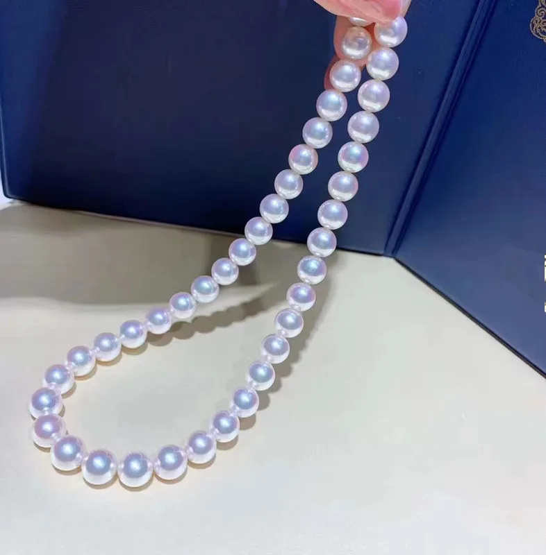 ?? 送料無料ゴージャスな7-8ミリメートルラウンドホワイトパールネックレス18インチ