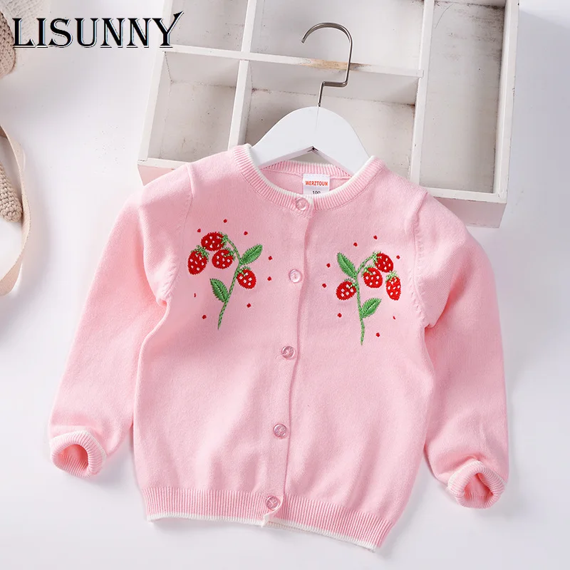 

Girls Cardigan Sweater Autumn 2021 Infants Children Cotton Knitwear Baby Embroidered Floral Kids Coat Toddler Clothes 2-7y