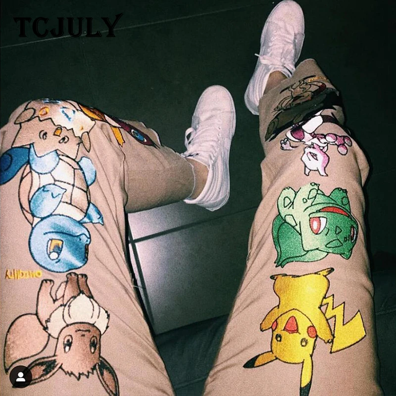 Брюки с принтом Pokemon Sailor Moon TCJULY брюки цепочкой для женщин уличная одежда