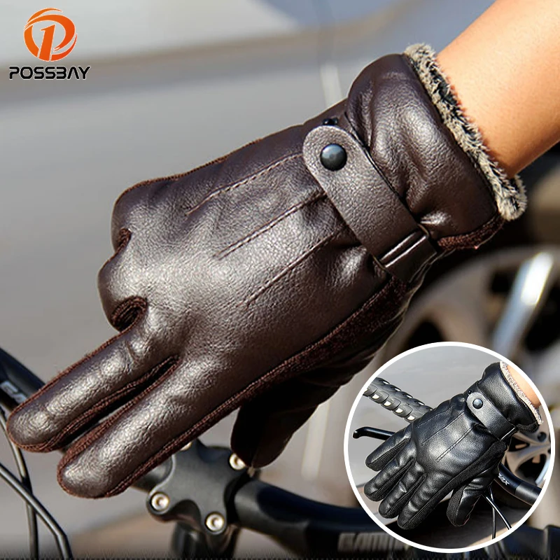 Уличные Кожаные Мотоциклетные Перчатки POSSBAY мужские водонепроницаемые перчатки