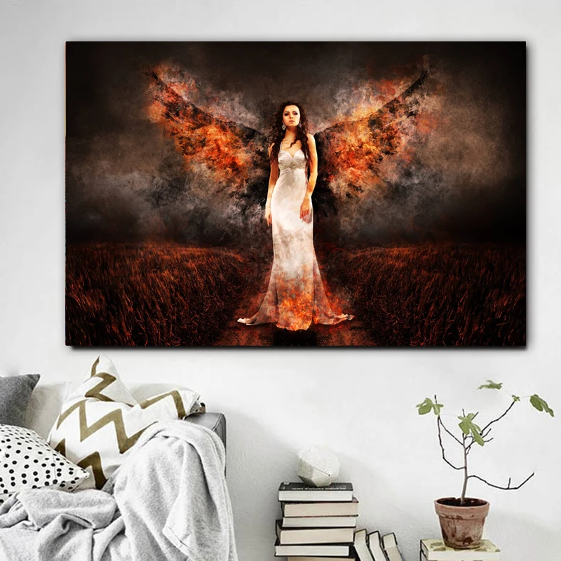 RELIABLI плакат настенный художественный холст картина Ангелы Ада женщины огонь