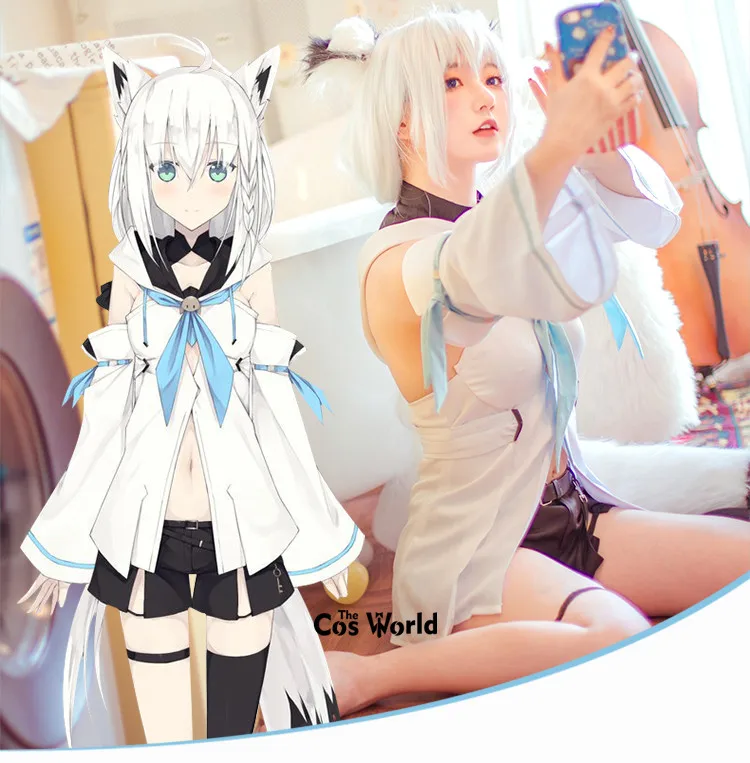 Youtuber Hololive Shirakami Fubuki топы с животными лисицей шорты униформа наряд Аниме косплей