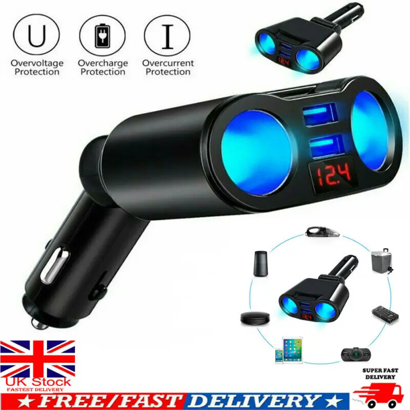 2 способ мульти Автомобиль Прикуриватель разъем удлинитель USB зарядное