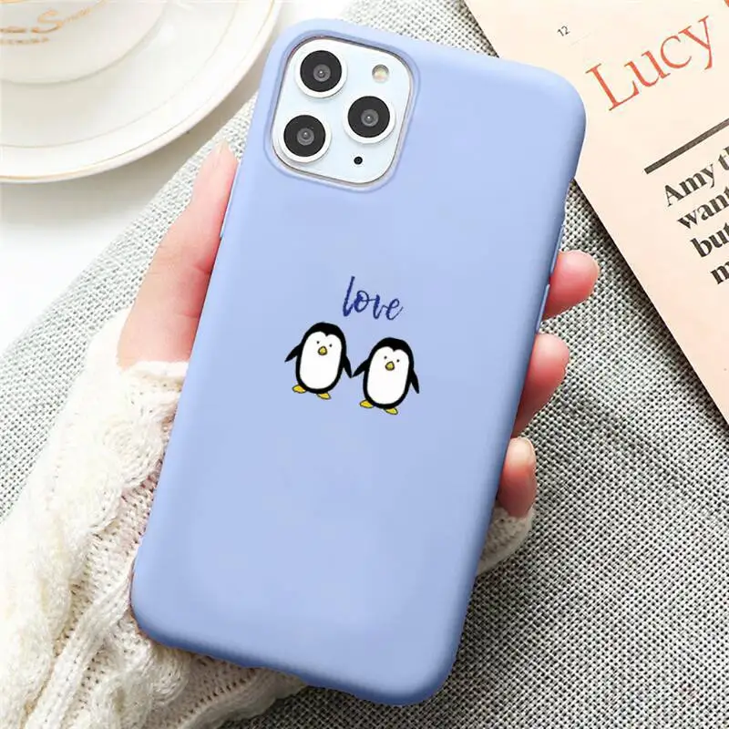 

Cute cartoon animal penguin Phone Case Candy Color for iPhone 6 7 8 11 12 s mini pro X XS XR MAX Plus