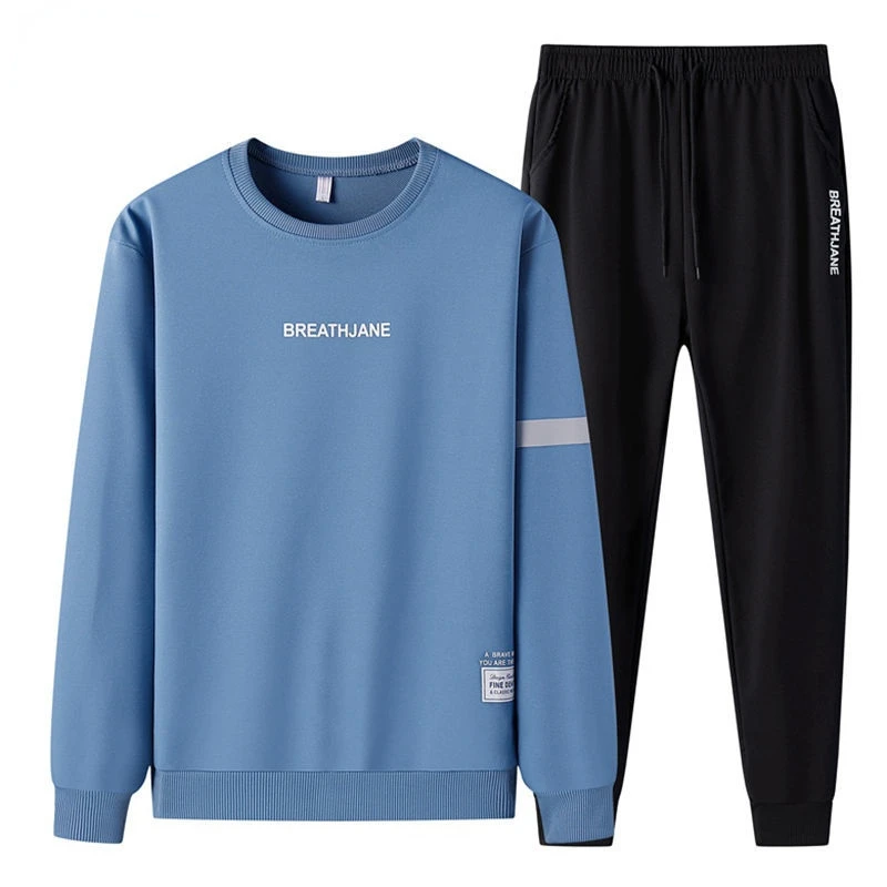 

Весна-Осень 2021, мужской спортивный костюм для отдыха, свободная одежда для молодежи и среднего возраста с круглым вырезом, брюки, комплект и...