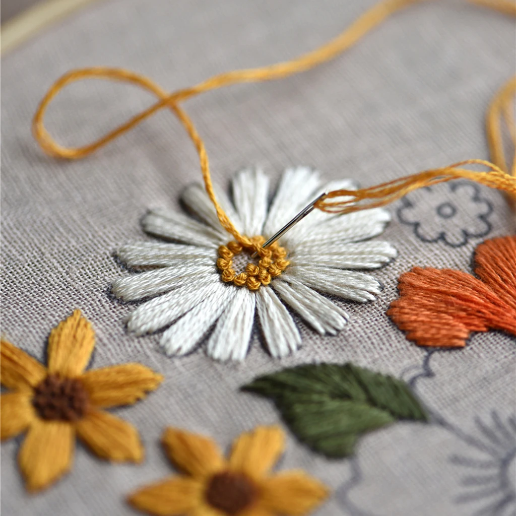

Pre-printed Full Range of Floral Cross Stitch Needle Embroidery Starter Kit Hoop