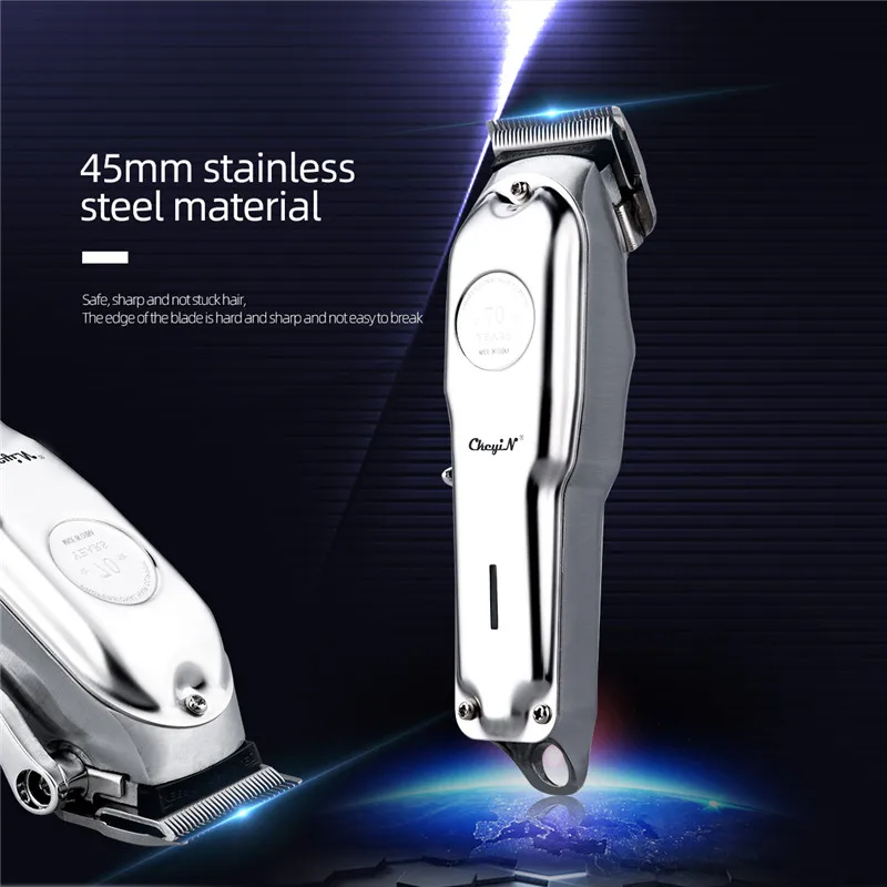 

Professional Rechargeable Hair Trimmer Cordless Haircut Machine Hair Clippers Carving Device with Adjustable Steel Blade Combs