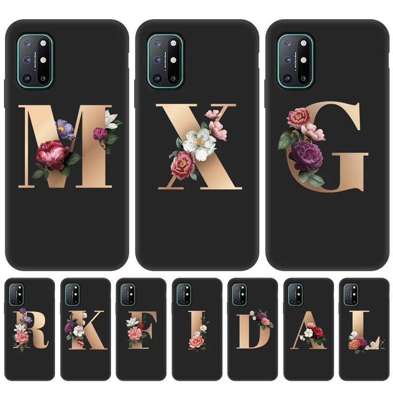 

Flower Phone Case For Oneplus Nord N100 N10 Soft Silicone Back Cover Oneplus 8T 7T 8 7 Pro Capas 26 English Name Letters Bumper