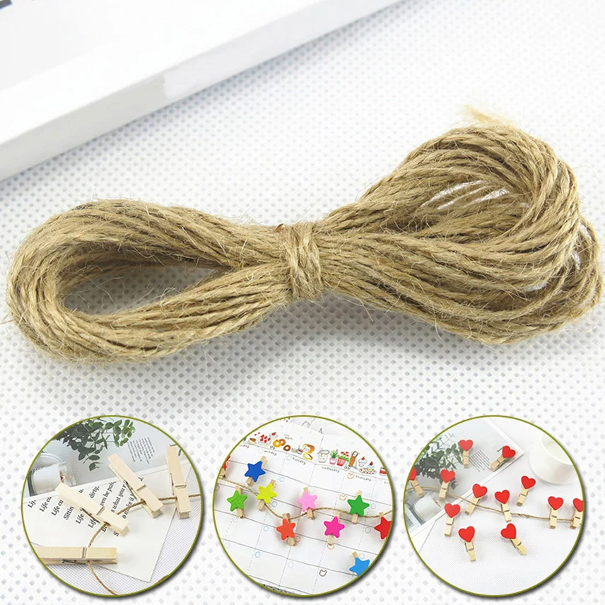 

10M Natural Jute Twine Burlap String Packaging Rope Hemp Jute Thread for Gift Wrapping Rope For Cards Floristics Party Supplies