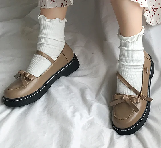 JK/маленькие кожаные туфли Женская летняя однотонная обувь в стиле ретро японском