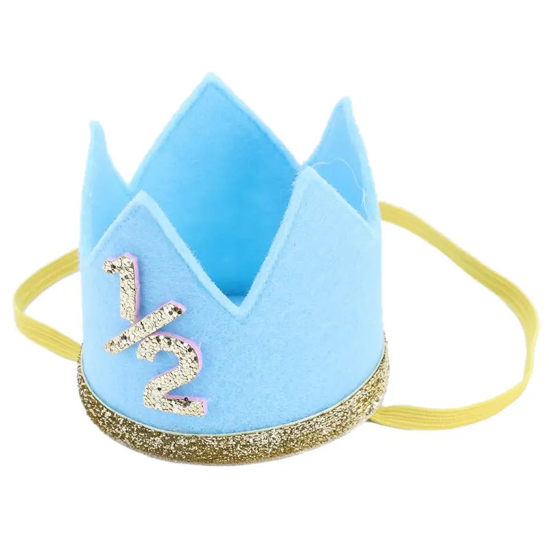Newborn Infant Toddler Baby Girl Boy Half 1/2 First Second Third Birthday Crown Party Cake Smash Headband Hair Accessories blue | Детская