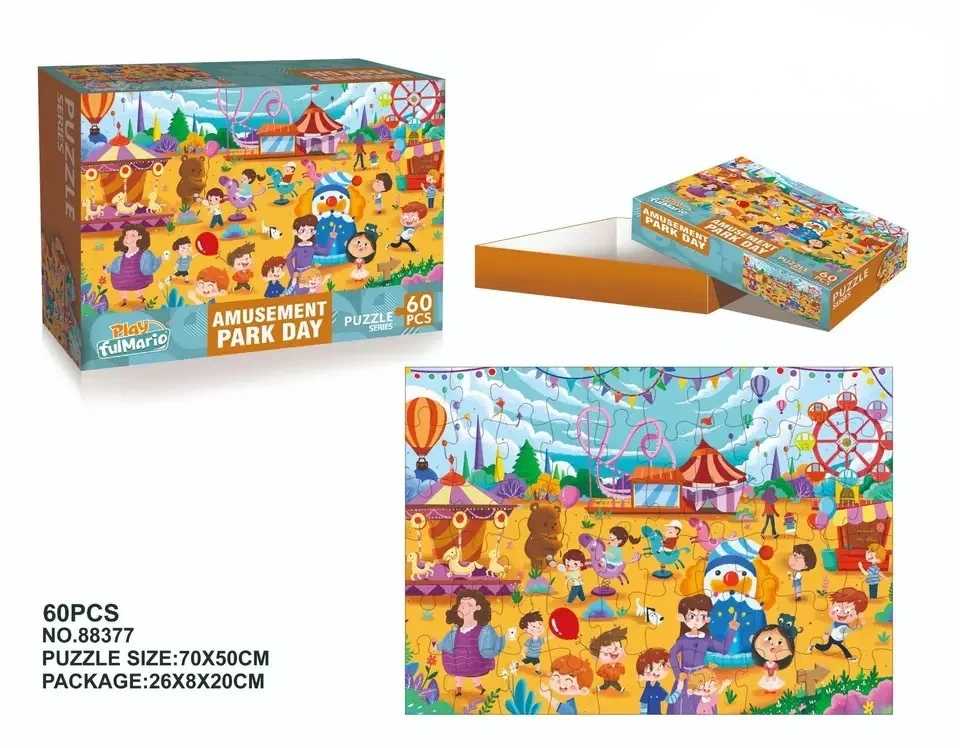 

60pcs Creative Animation Cartoon Children's Early Education Print Paper Urban rescue Space travel Puzzle toys 4-6 years old