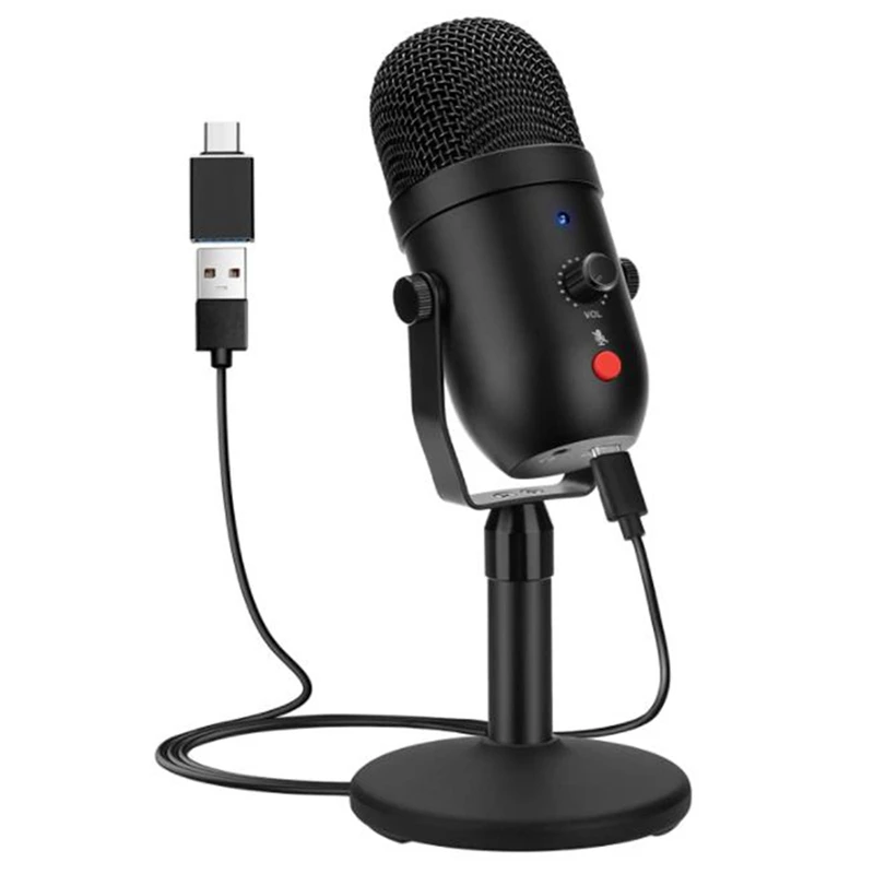 

USB Desktop Streaming Media Podcast PC Microphone,Cardioid Condenser Microphone Kit, for Skype,YouTube,Karaoke,Game,Etc