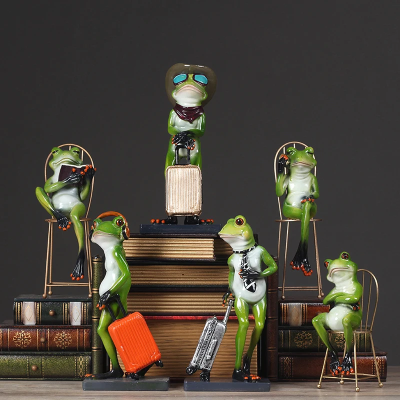 Strongwell Retro Cute Frog Statue Resin Crafts Animal Arts Sculpture Outdoor Garden Courtyard Decoration Figurines Art Gift | Дом и сад
