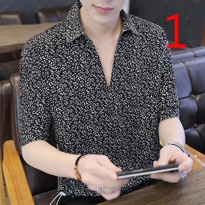 

Tide brand short-sleeved t-shirt male 2019 summer new Korean version of the wild ice silk half-sleeved shirt