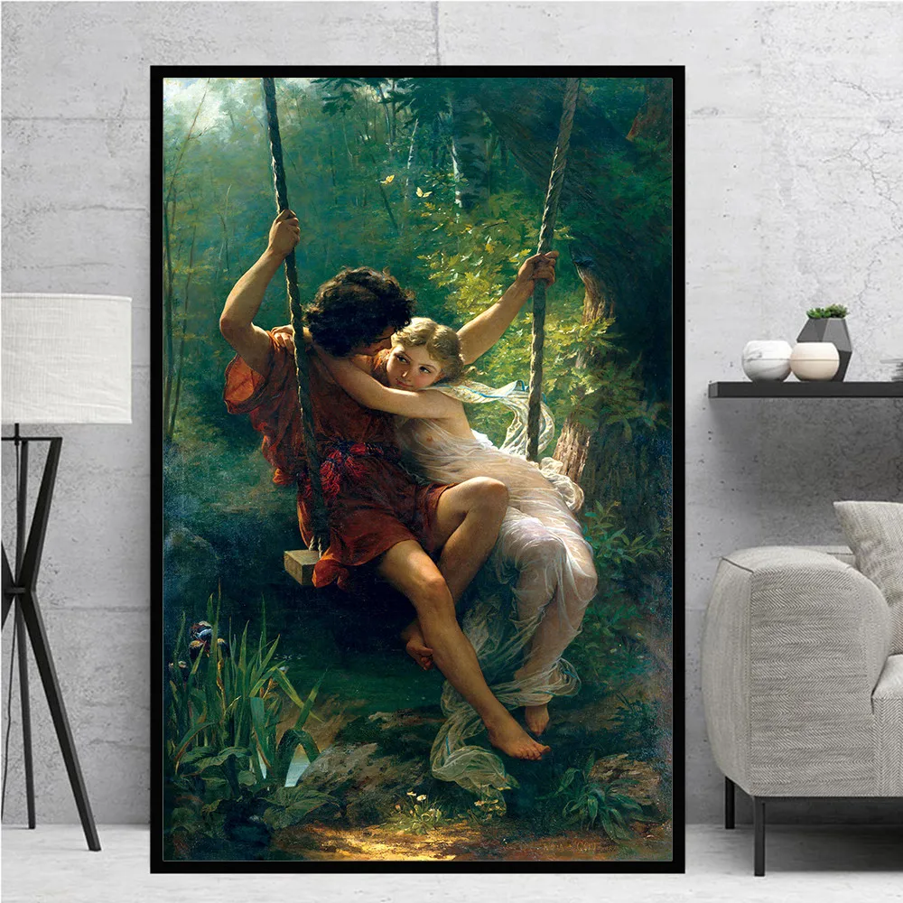 

France Painter Pierre Auguste Cot's Springtime Painting Canvas Posters Prints Cuadros Wall Art Pictures For Bedroom Living Room