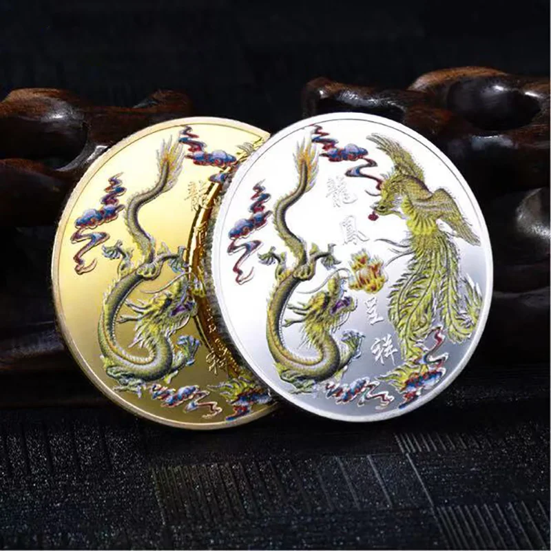 Памятная монета с золотым и серебряным покрытием китайского традиционного