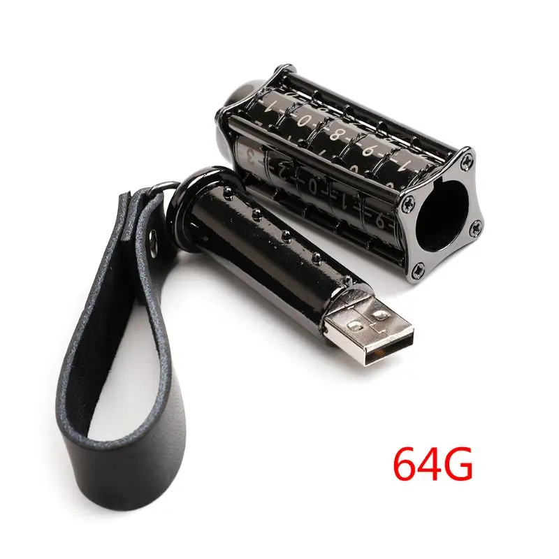 Black64 USB флеш-накопитель металлический флеш-накопитель U Stick 32G 64G USB2.0 цифровой пароль для передачи данных брелок - Цвет: Black64