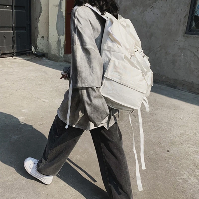 

Large Capacity White Backpack Multifunctional Outdoor Travel Backpack Men and Women Leisure Student School Bag